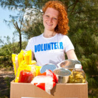 girl with donation box